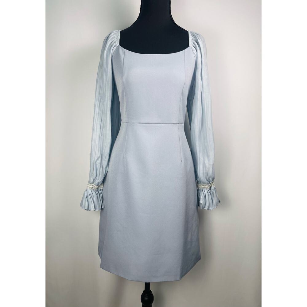 NWOT Rungtiwa K Light Blue Puff Sleeve Dress with Lace Cuffs Size L​